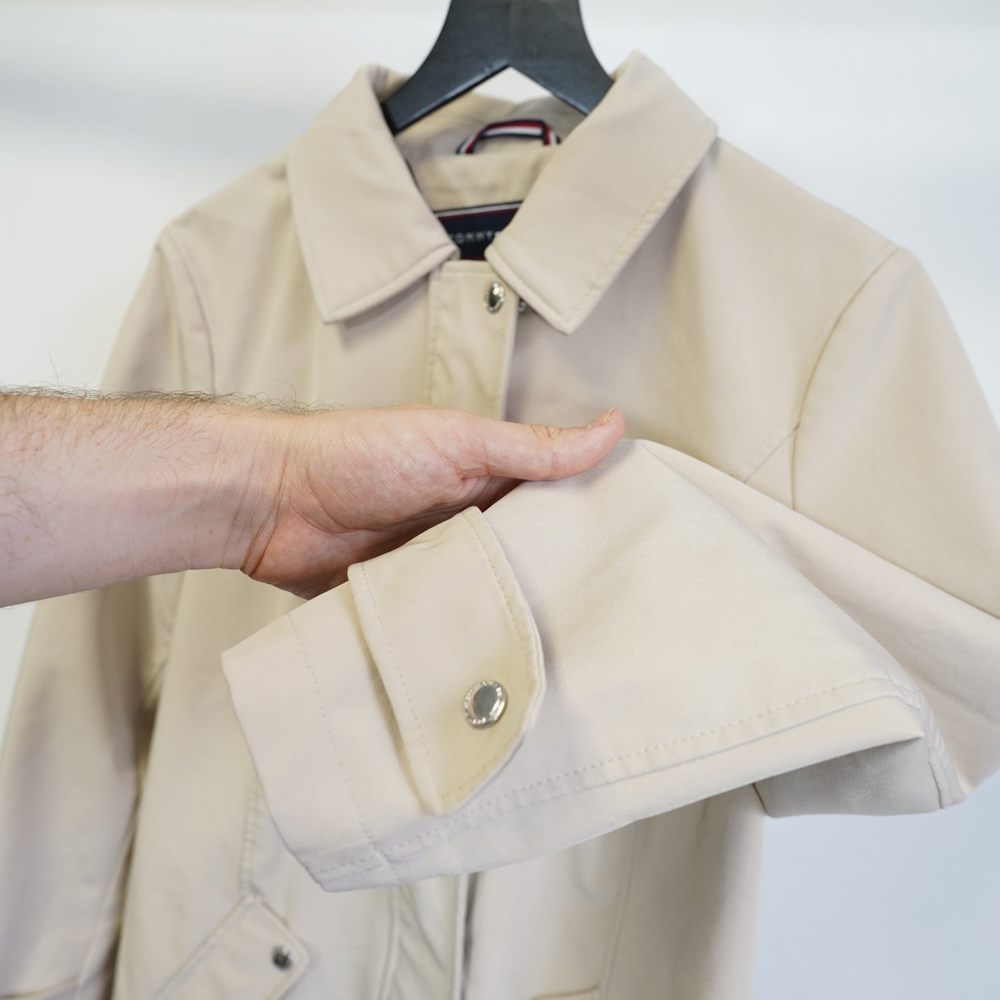 (Women's M) Tommy Hilfiger Rain Jacket Trench Coat Beige Tan Blazer