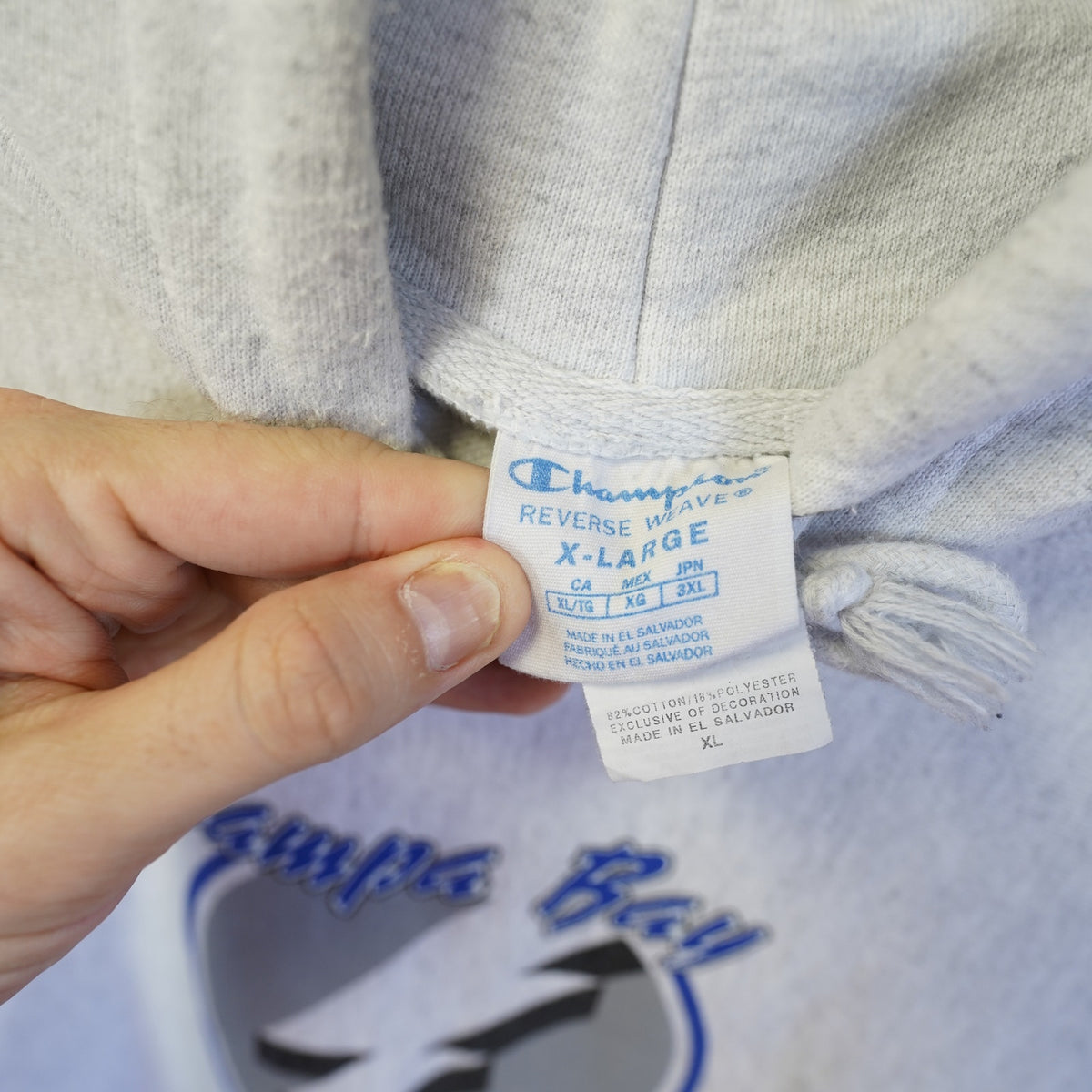 (XL) Vintage Tampa Bay Lightning Champion Reverse Weave Hoodie Men's XL Gray NHL Y2K