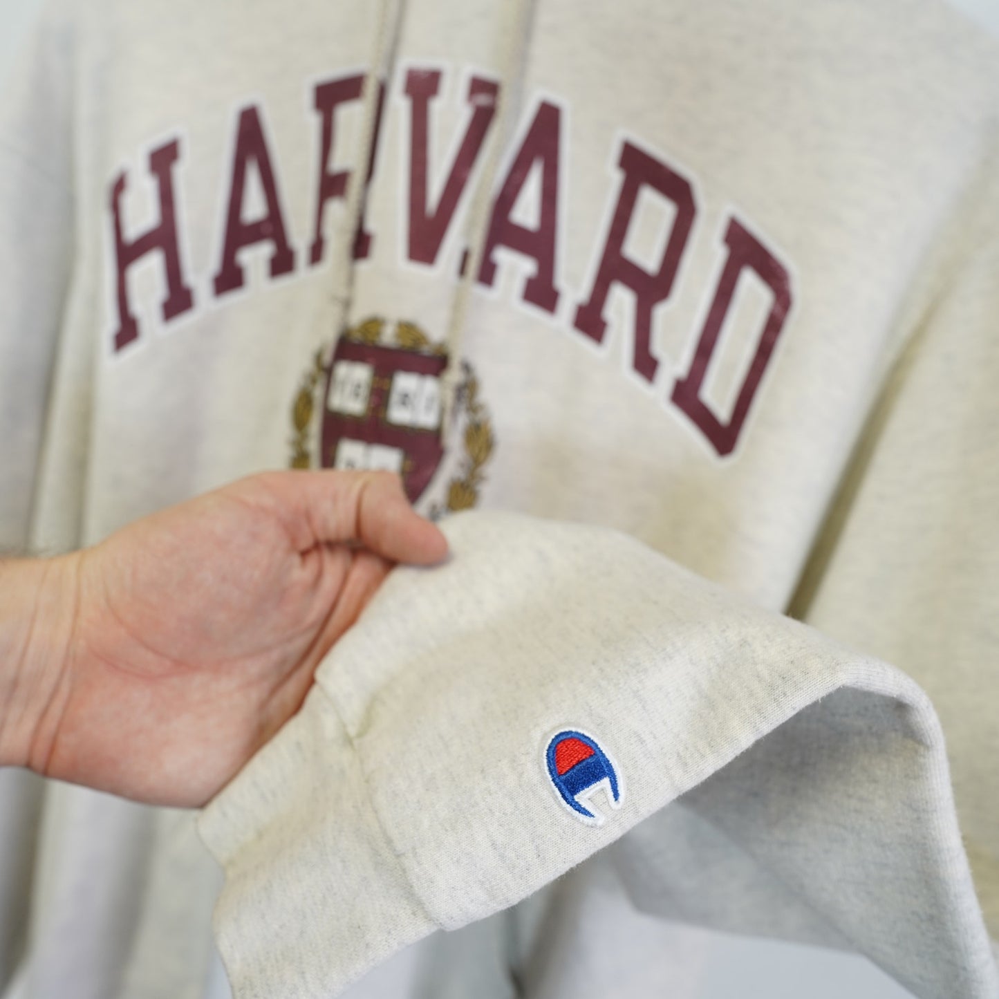 (M) Harvard University Champion Heather Gray Hoodie Men's M