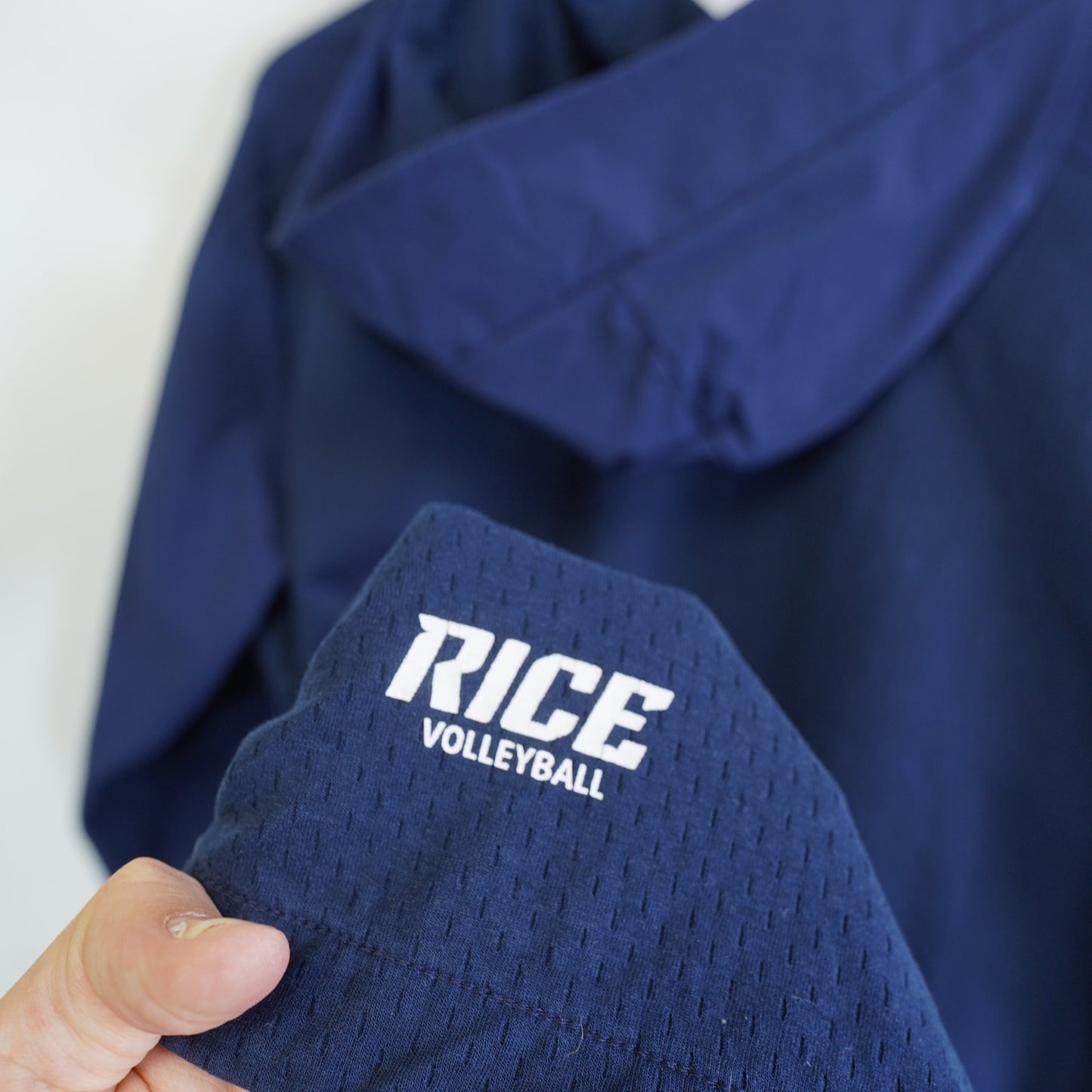 (L) Vintage Rice Owls Adidas Full Zip Mesh Track Jacket Men's L Navy Blue Climalite
