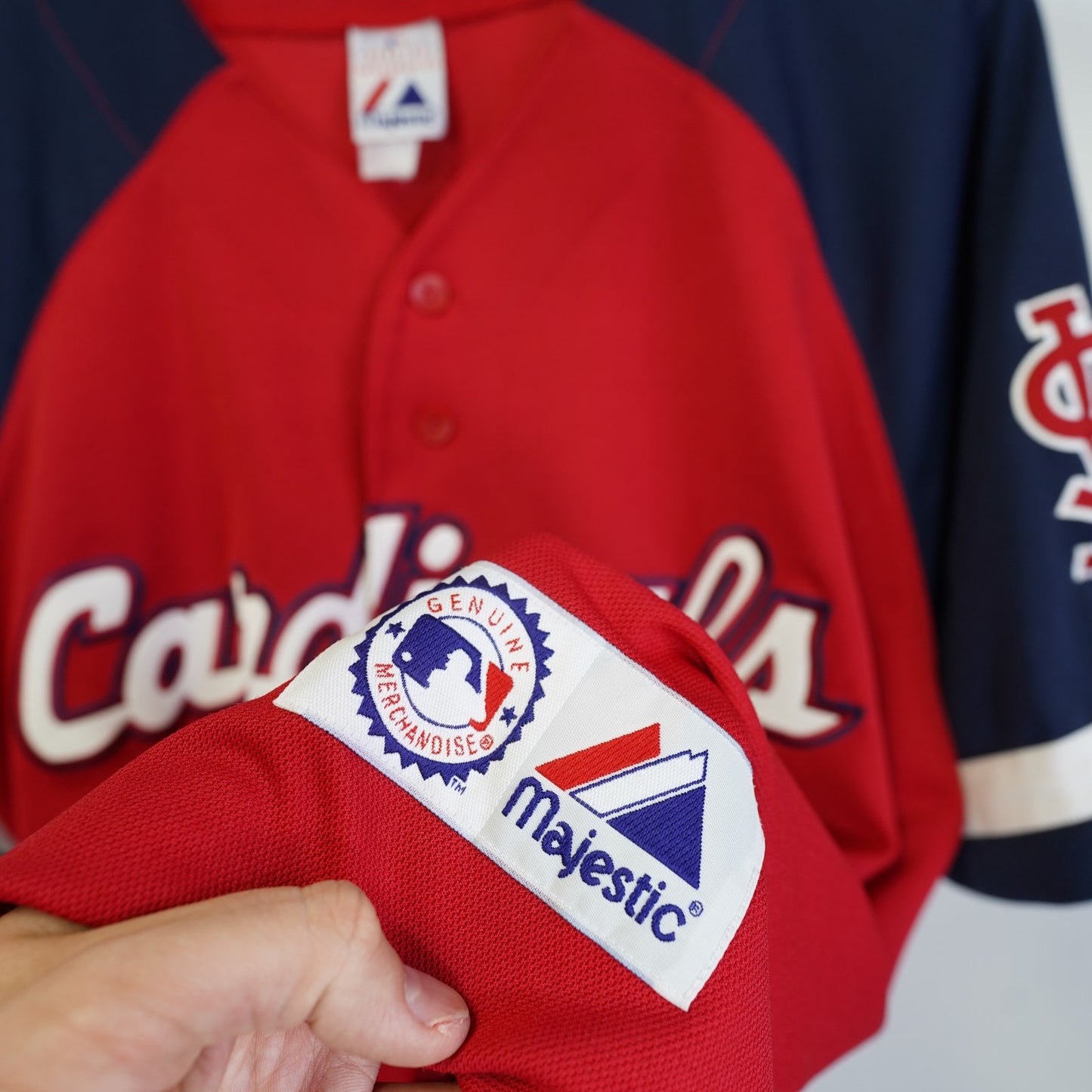 (XL) Vintage St. Louis Cardinals Majestic Script Sewn Baseball Jersey Men's XL Red