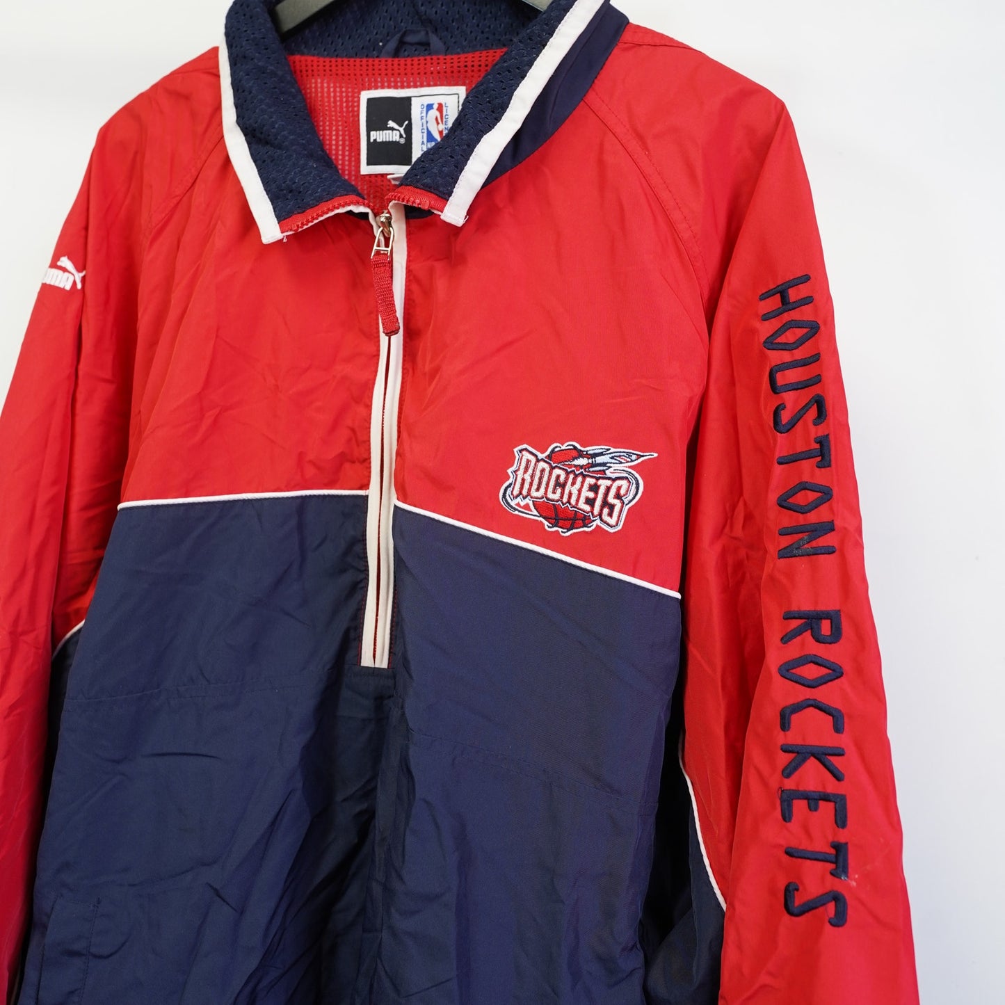 (XXL) Vintage Houston Rockets 90s Puma Windbreaker Jacket Men's XXL Red Blue Retro