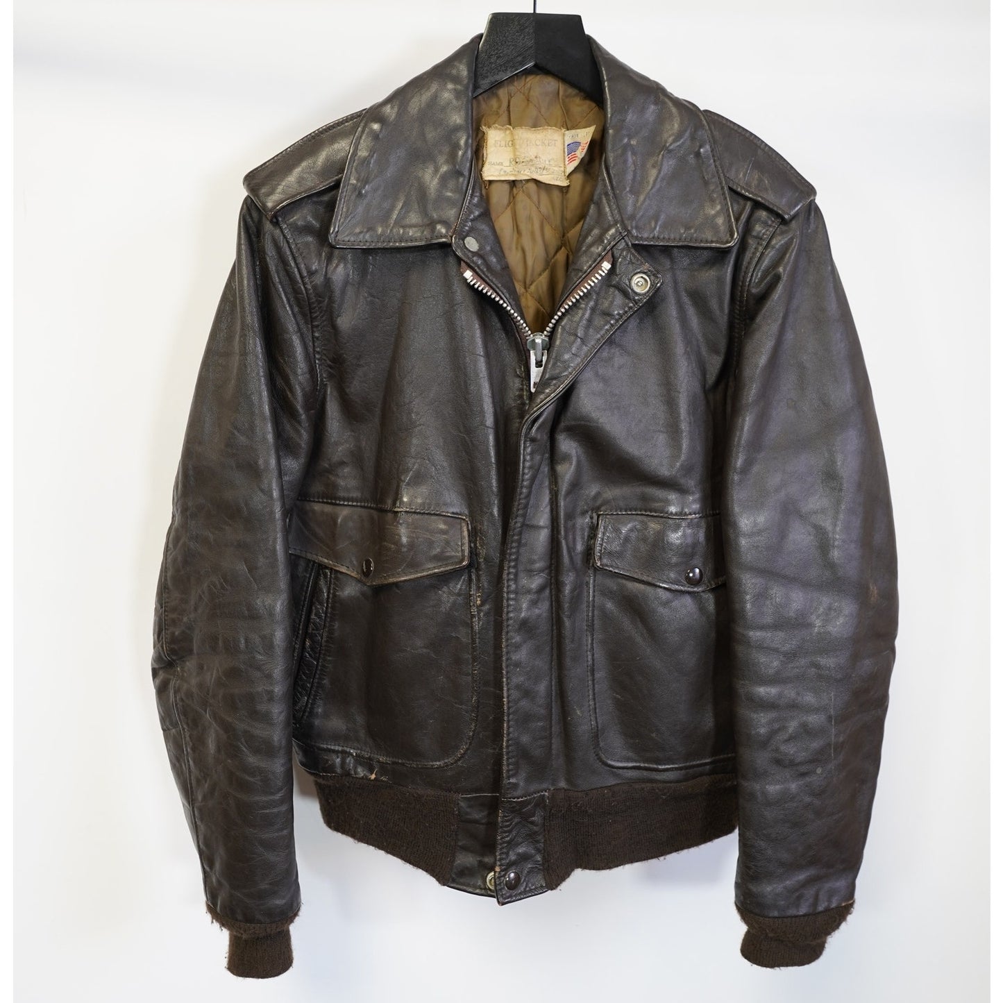 (M) Sz. 38 True Vintage Schott Leather A2 Flight Bomber Jacket Men's Size 38 M NYC Brown