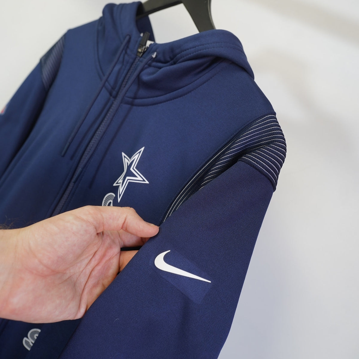 (L) Dallas Cowboys Nike Dri-Fit NFL on Field Hoodie Men's L Navy Blue Retro Full Zip
