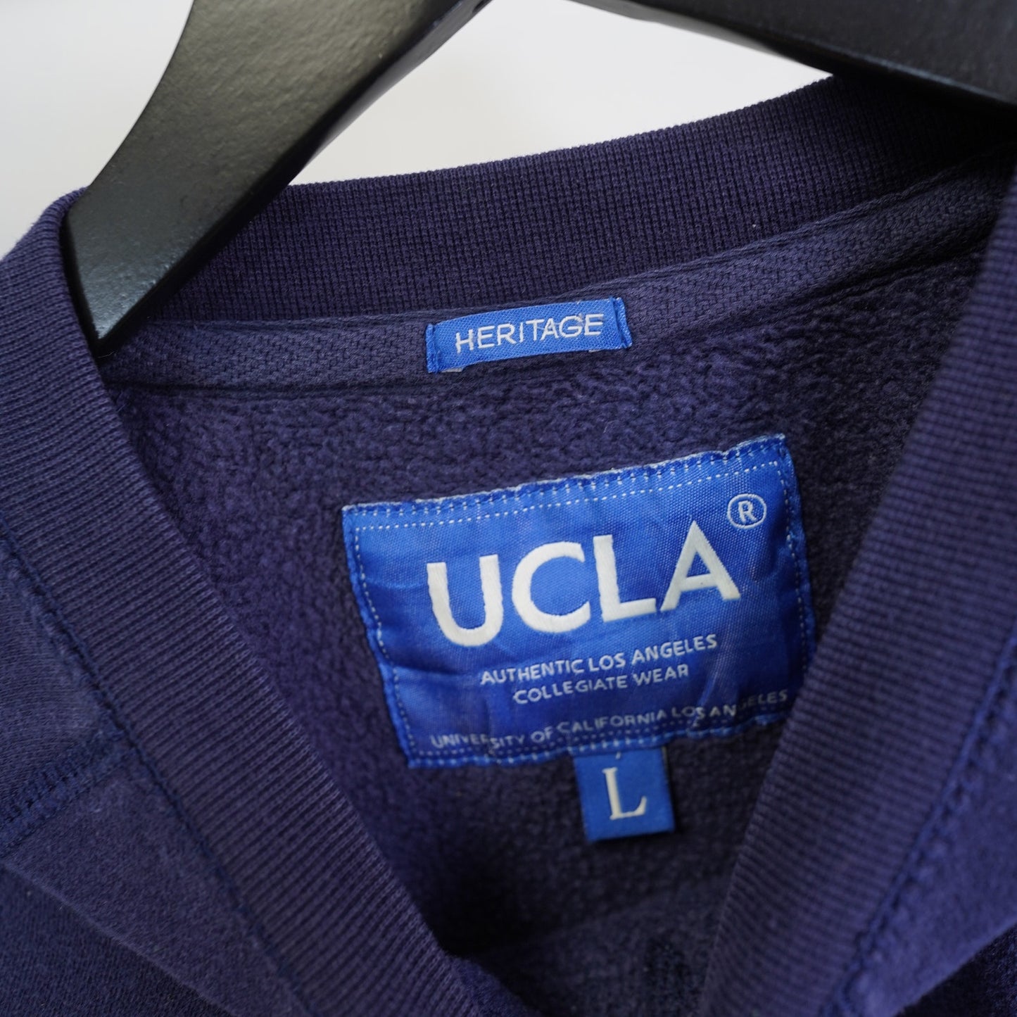 (L) UCLA Bruins Crewneck Sweatshirt Heritage Men's L Navy Blue White