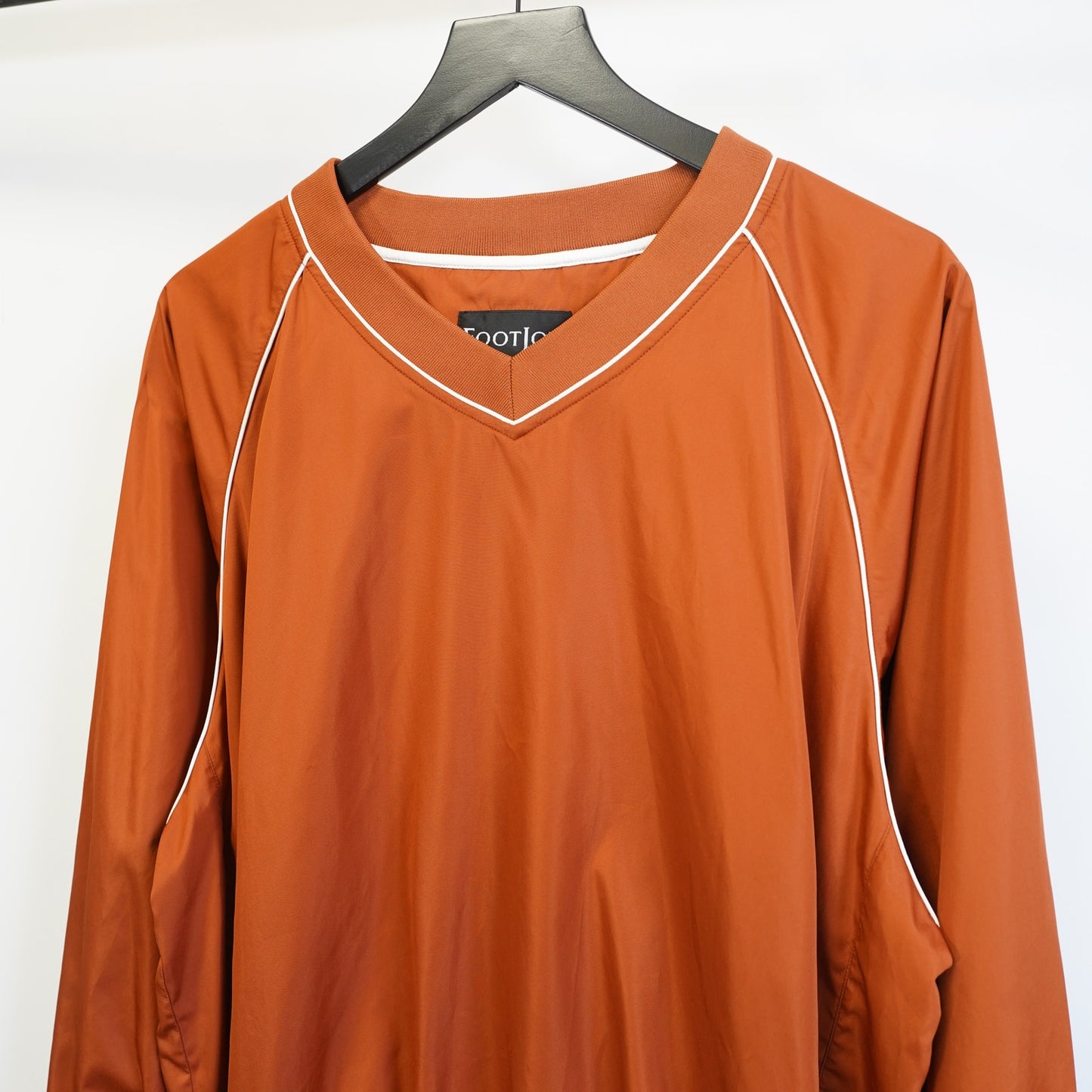 (L) Vintage FootJoy FJ Golf Pullover Windbreaker Jacket Men's L Burnt Orange White