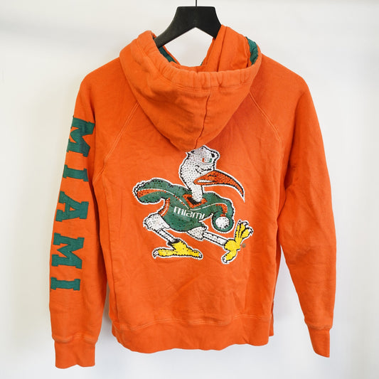 (Women's M) Vintage Miami Hurricanes Bedazzled Full Zip Hoodie Women's M Orange The U