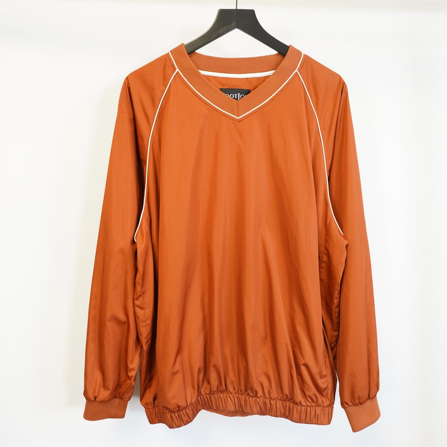 (L) Vintage FootJoy FJ Golf Pullover Windbreaker Jacket Men's L Burnt Orange White