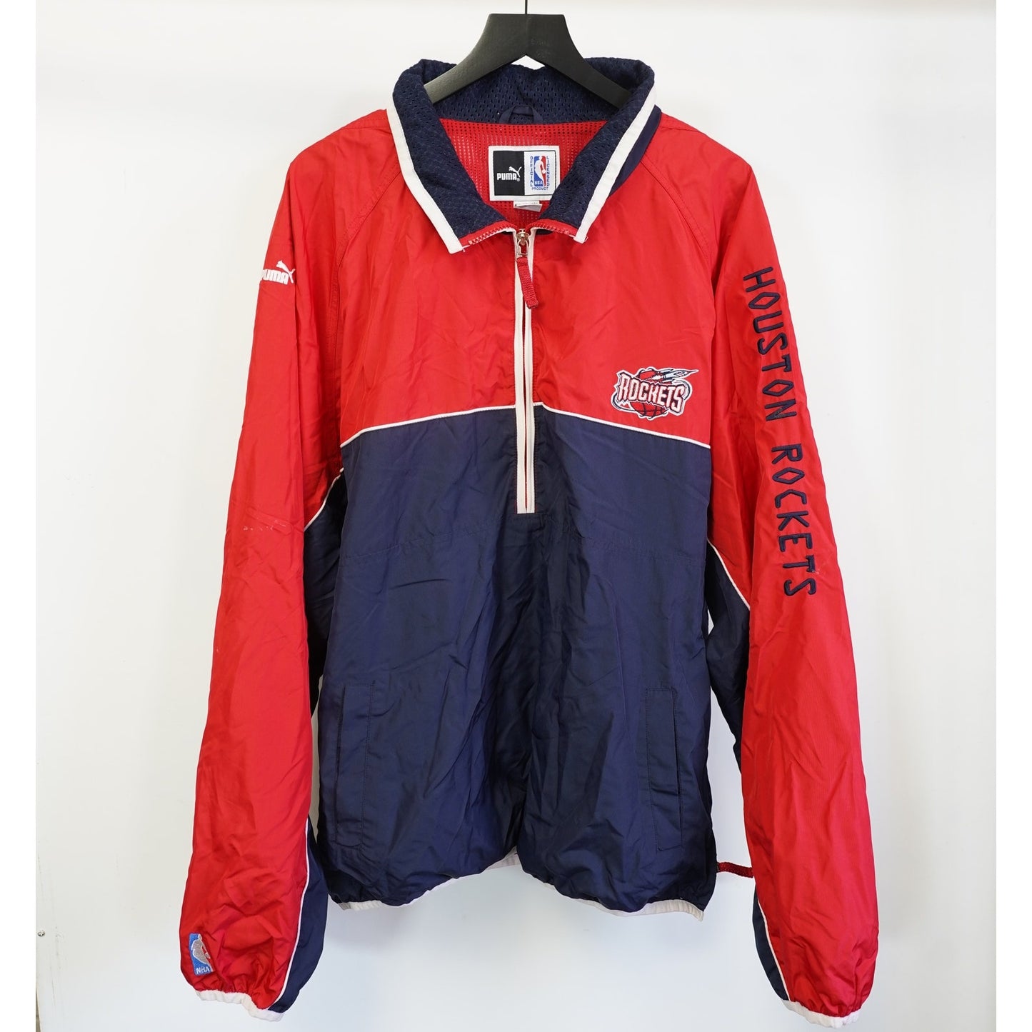 (XXL) Vintage Houston Rockets 90s Puma Windbreaker Jacket Men's XXL Red Blue Retro