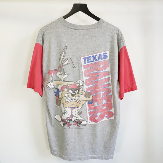 (XL) Vintage Texas Rangers Looney Tunes Taz Bugs Bunny Baseball Jersey Men's XL Gray