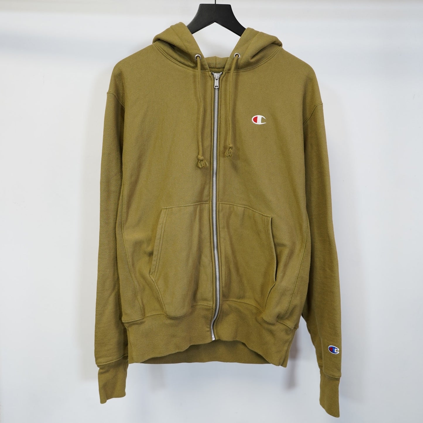 (M) Champion Reverse Weave Full Zip Hoodie Men's M Olive Green Jacket
