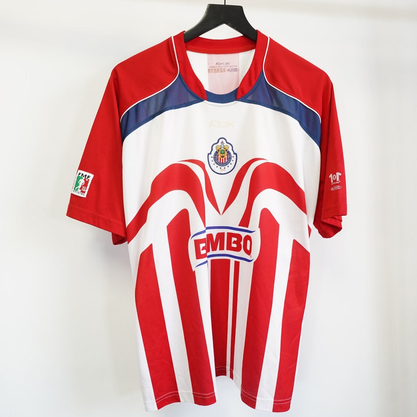 (L) Chivas de Guadalajara 2006–07 Reebok Home Soccer Jersey Men's L Red Futbol Kit