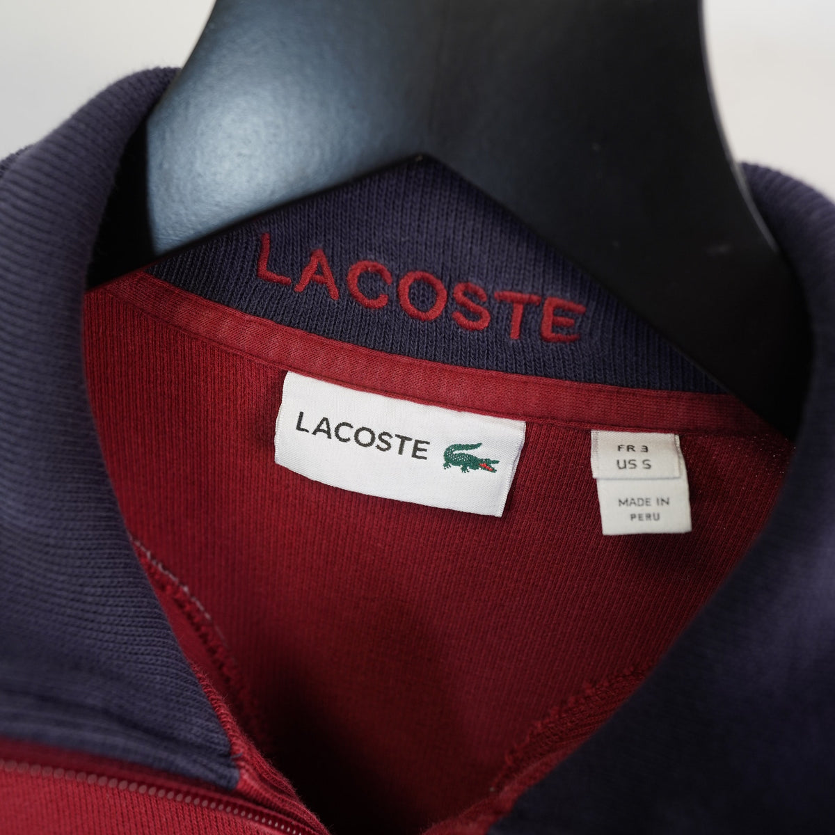 (S) Lacoste 1/4 Zip Pullover Sweater Men's Size S Red Alligator Preppy Casual