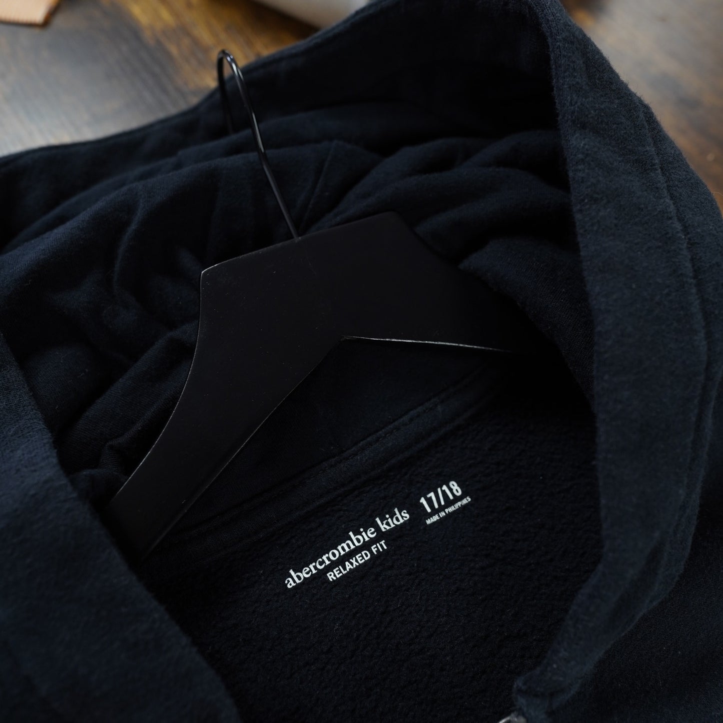 (Kids XL) Abercrombie Kids Embroidered Y2K Hoodie Boys XL Black White Mallcore 2000s