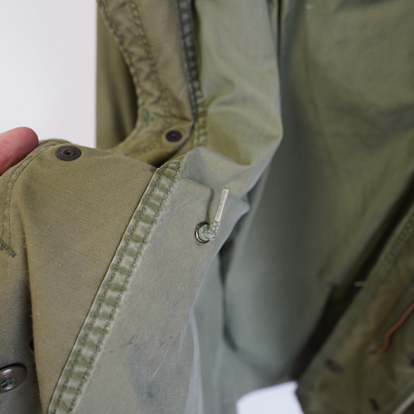 (L) Vintgae US Military M-65 Field Jacket Men's L Olive Green OG-107 Hooded Camo
