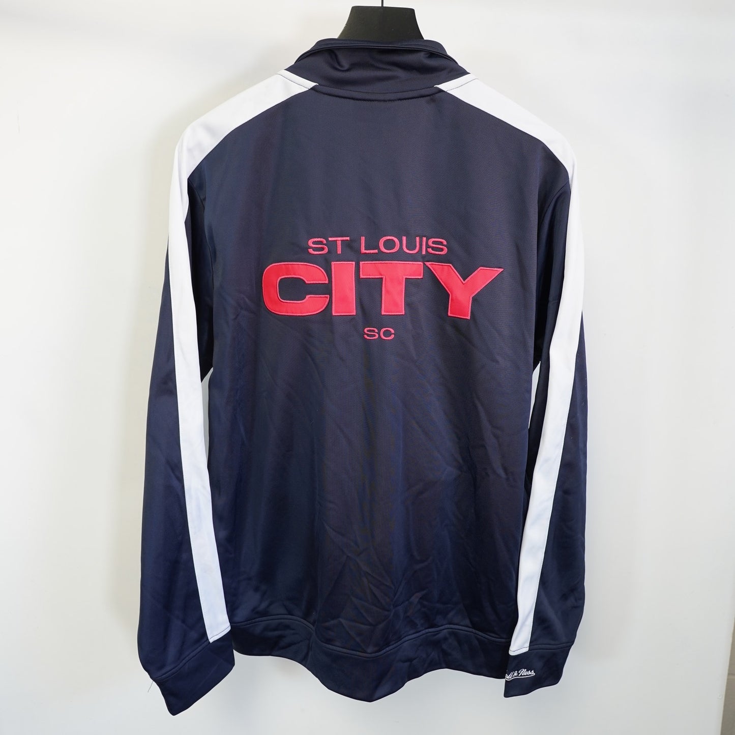 (L) St. Louis City FC Mitchell & Ness Warm Up Track Jacket Men's L Blue Embroidered