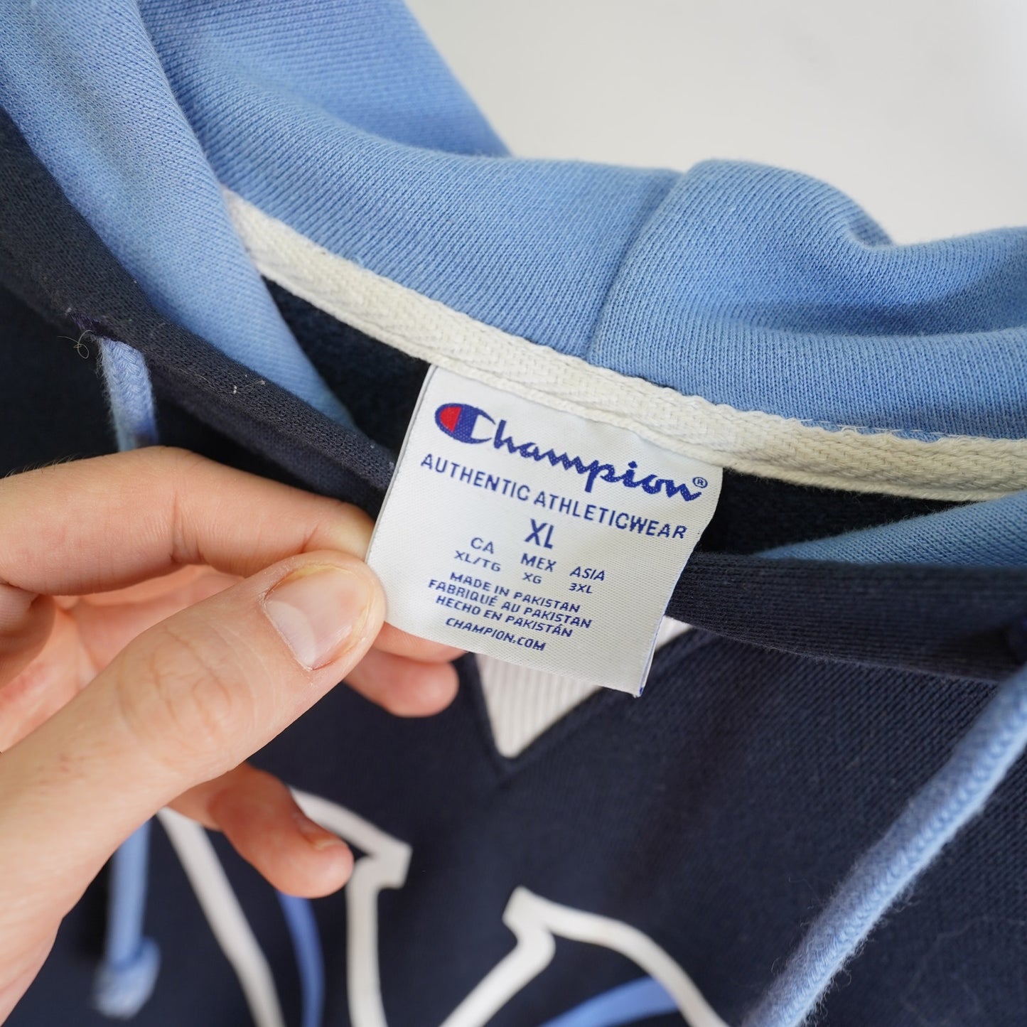 (XL) Vintage Villanova University Wildcats Champion Hoodie Men's XL Blue Cut & Sew