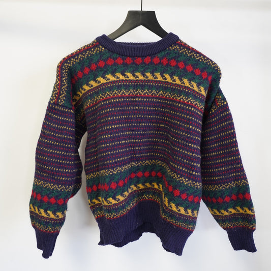 (Women's M) Vintage Stewarts of Scotland Wool Knit Sweater Women's M Multicolor Woven