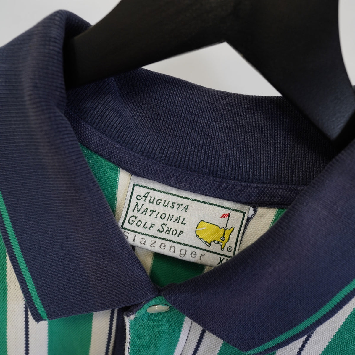 (XL) The Masters 90s Vertically Striped Golf Polo Shirt Slazenger Men's XL Green