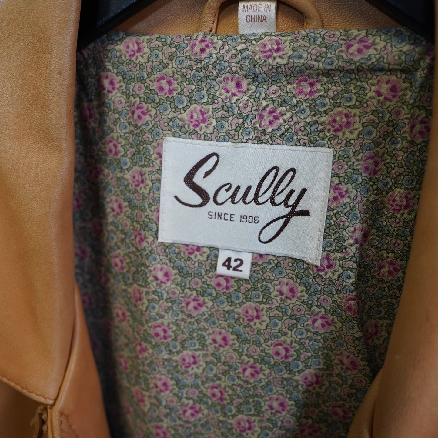 (L) Vintage Scully Genuine Leather Fringe Western Hippie Jacket Men's L Sz 42 Tan