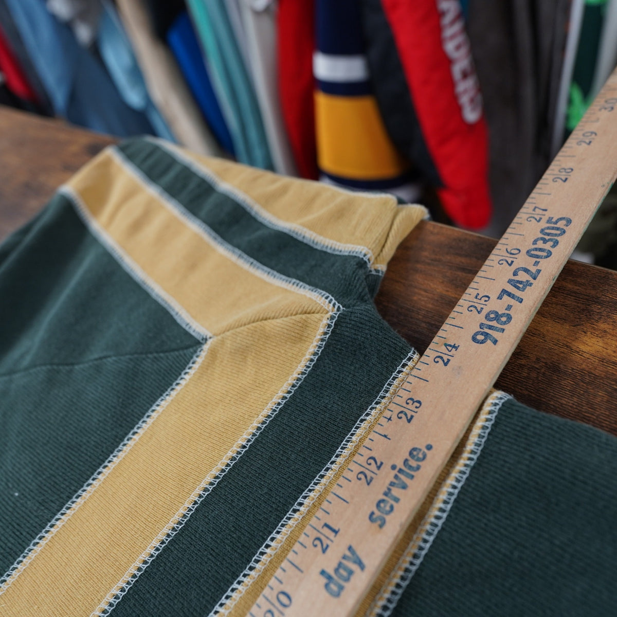 (L) Vintage County Seat 2000s Utility Striped Sweatshirt Men's L Green Yellow Y2K