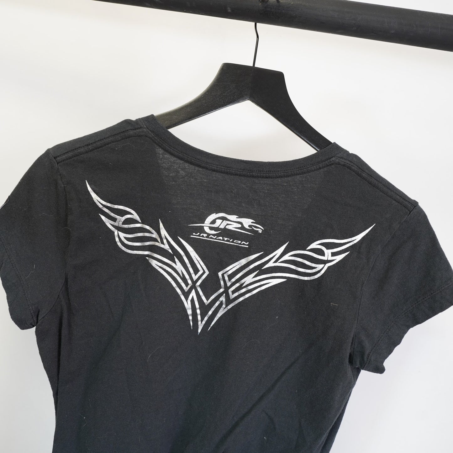 (Women's M) Dale Earnhardt Jr. Nascar Y2K V-Neck T-Shirt Women's M 2000s Goth Black