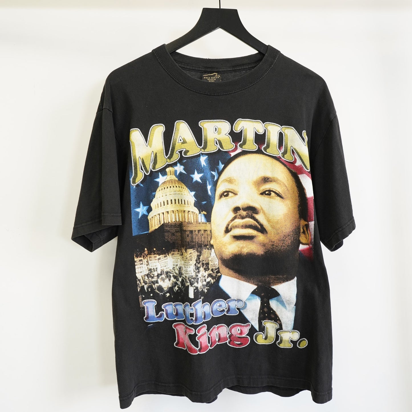 (L) Vintage Martin Luther King Jr I Have A Dream Double Sided Rap T-Shirt Men's L