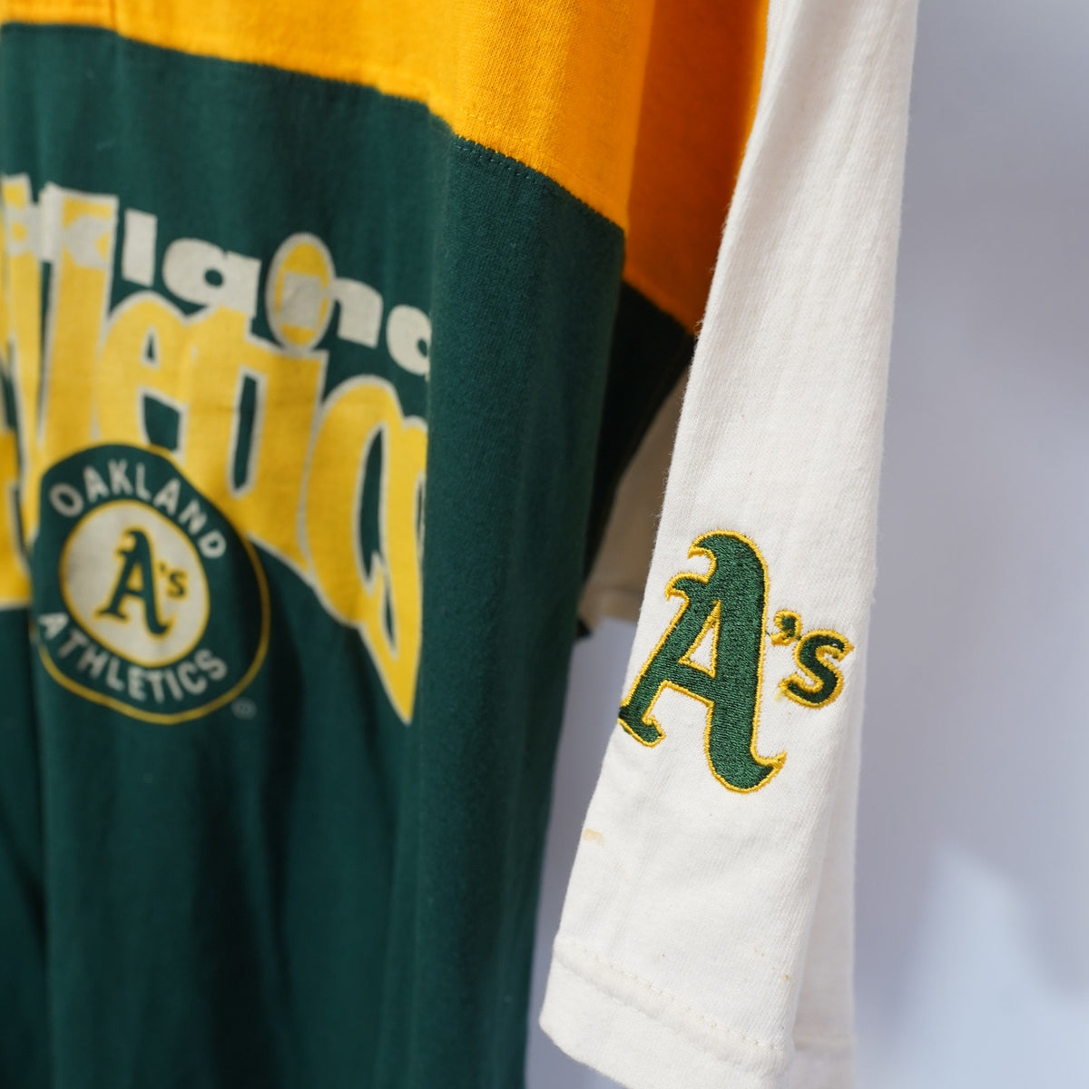 (XL) Vintage Oakland Athletics 90s The Game Baseball T-Shirt Men's XL Green Yellow