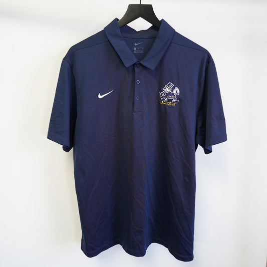 (XL) Notre Dame Lacrosse Stitched Nike Dri-Fit Performance Polo Shirt Men's XL Blue