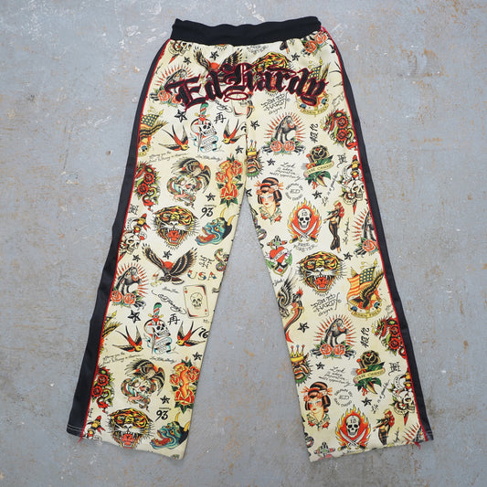 (Women's S) Ed Hardy Flashboard Tattoo Print Track Pants Women's S Y2K 2000s Multicolor