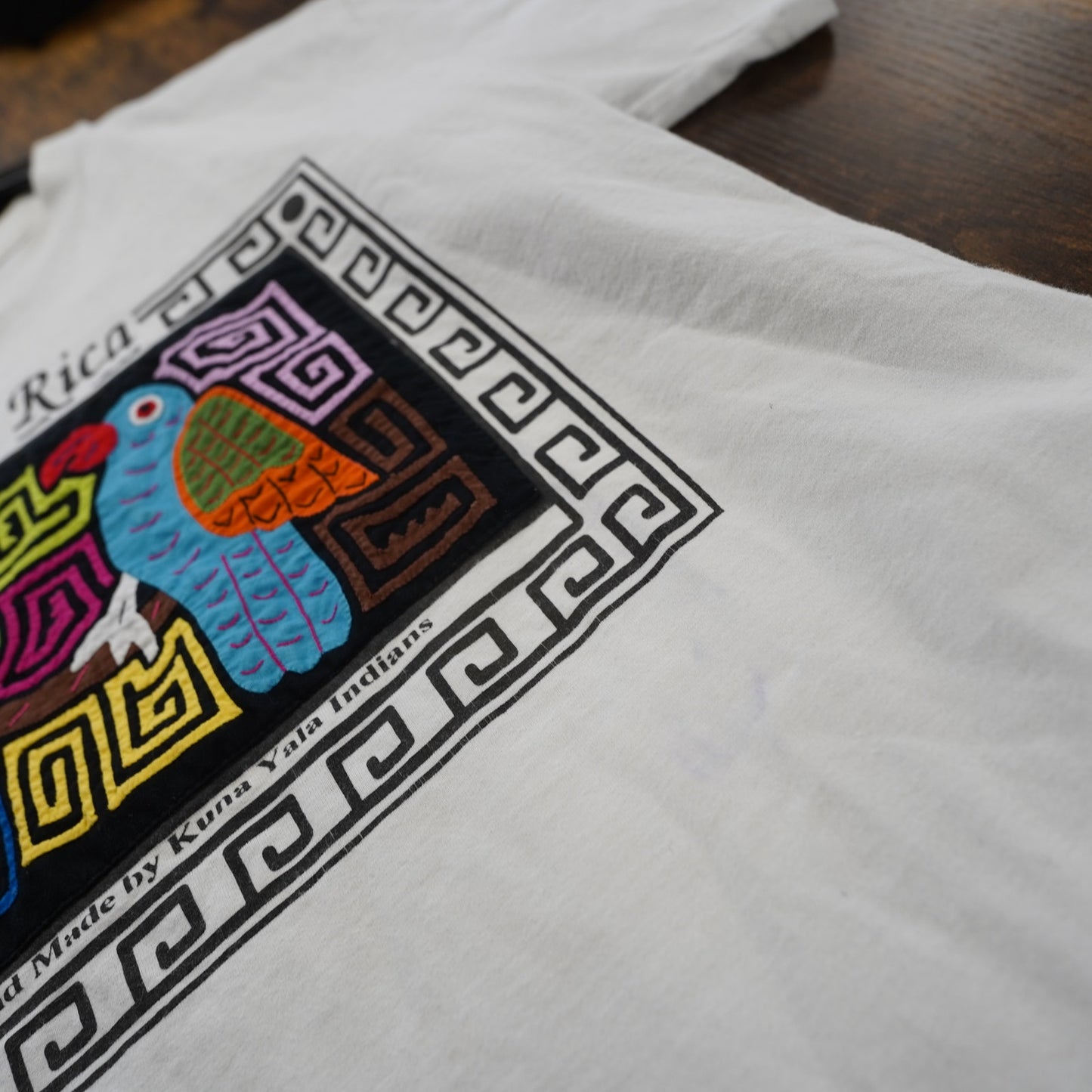 (M) Vintage Costa Rica Indio Siamarmola Nature Bird T-Shirt Mens M White Sewn Parrot