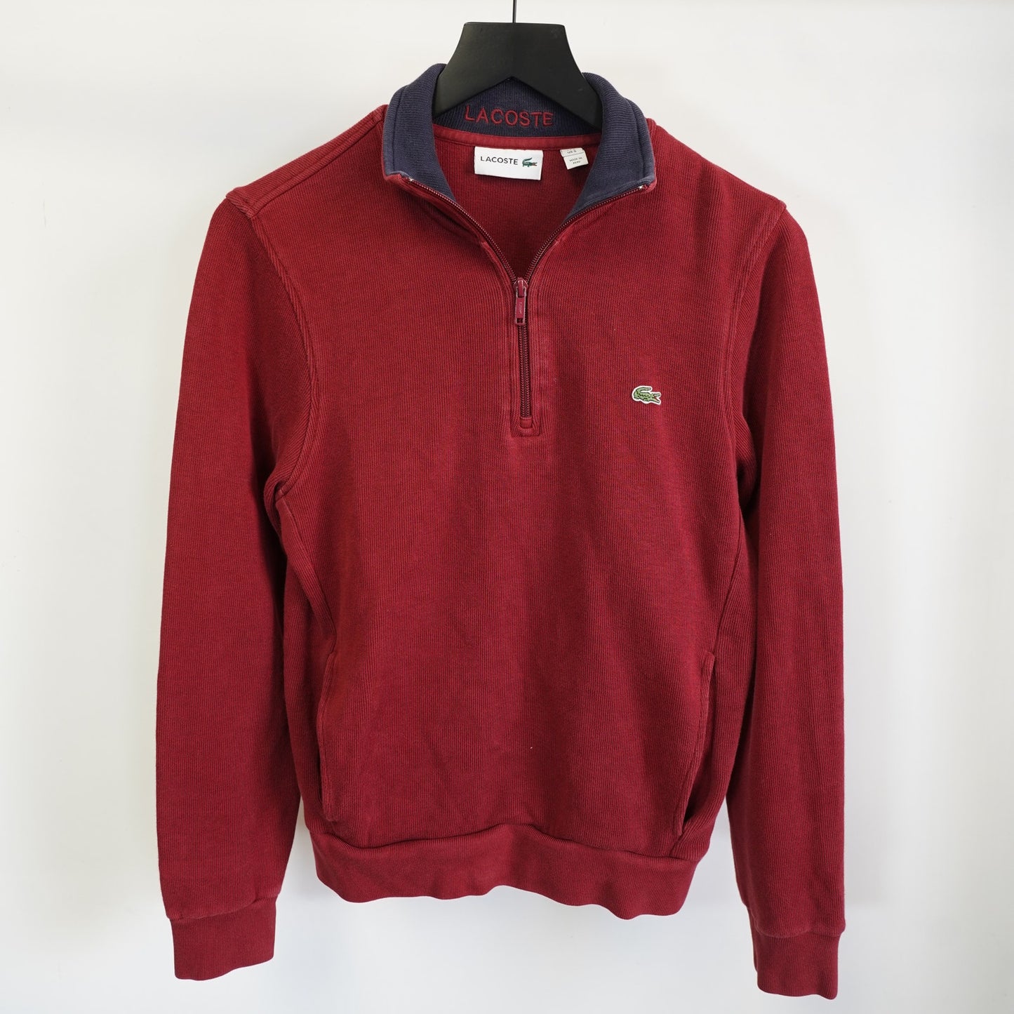 (S) Lacoste 1/4 Zip Pullover Sweater Men's Size S Red Alligator Preppy Casual