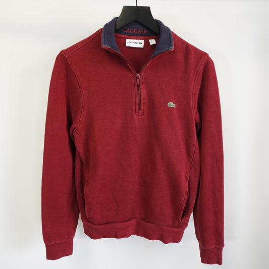 (S) Lacoste 1/4 Zip Pullover Sweater Men's Size S Red Alligator Preppy Casual