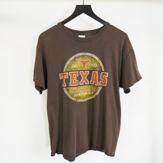 (L) University of Texas Longhorns Vintage T-Shirt Hook Em Men's L Brown Orange UT