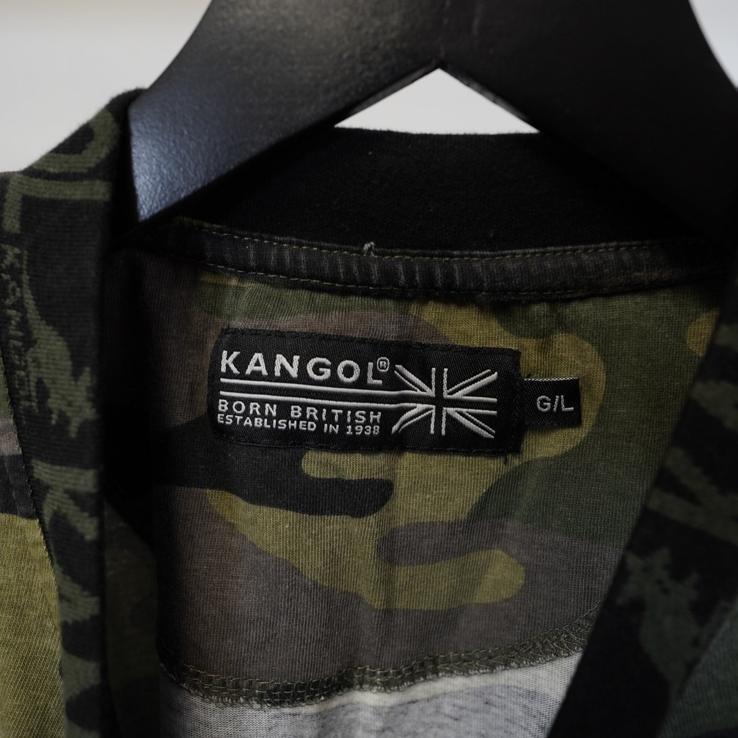 (L) Kangol Camouflage Streetwear Men's T-Shirt Green