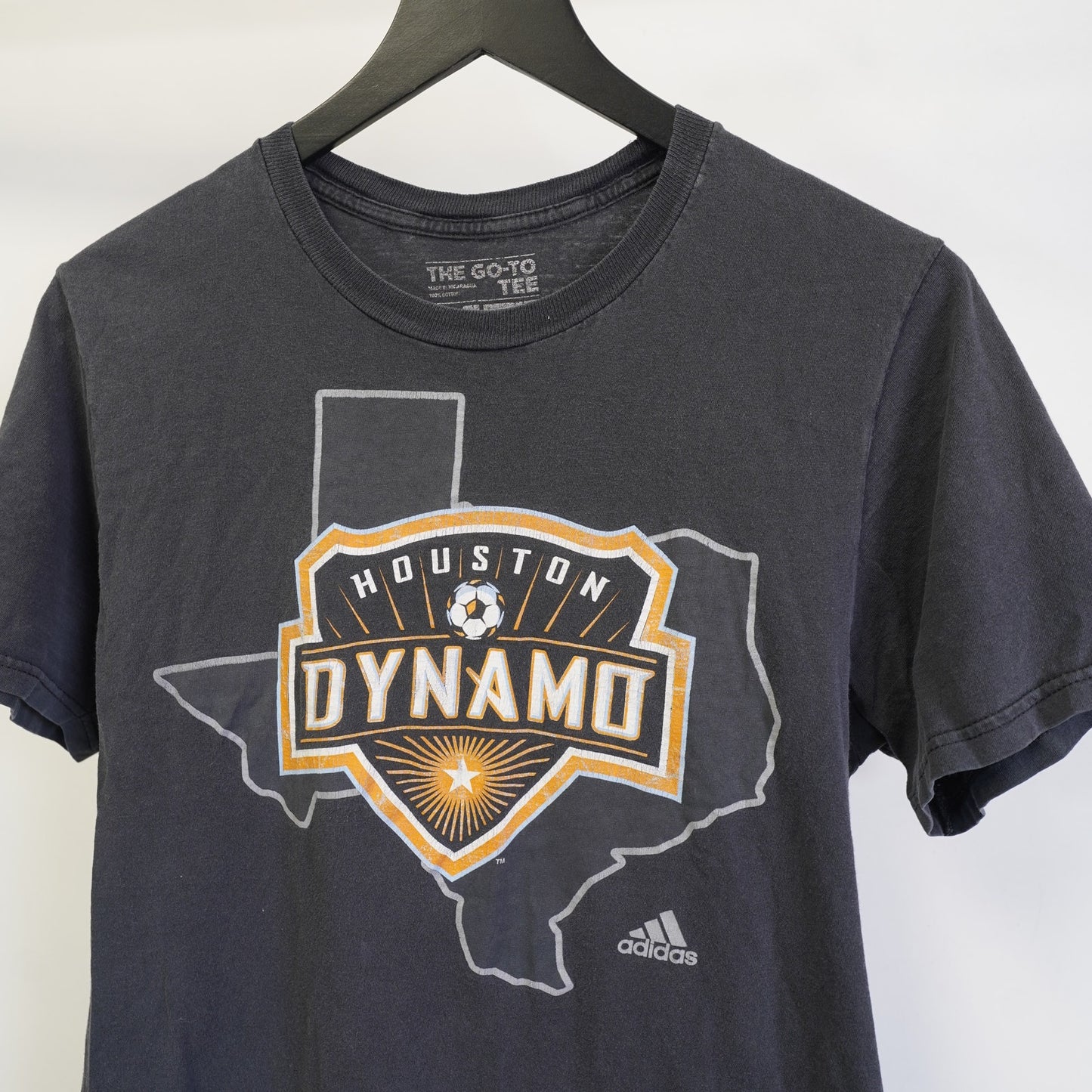 (M) Vintage Adidas Houston Dynamo Texas Soccer Futbol T-Shirt M Black MLS