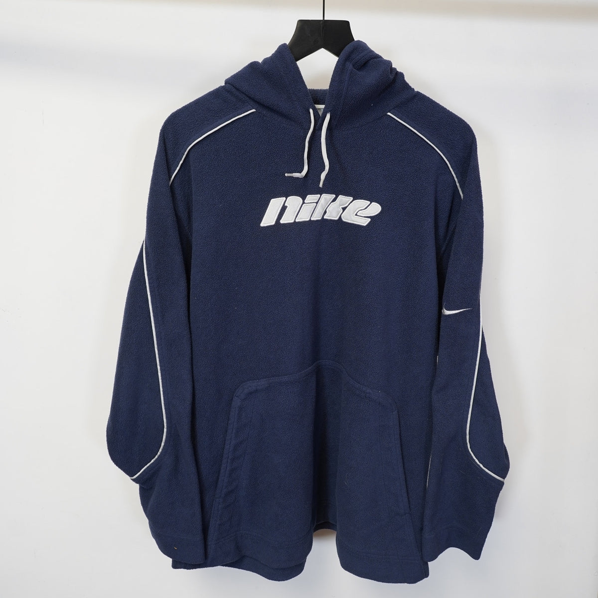 (M) Vintage Nike Y2K Sewn Pullover Fleece Hoodie Men's M Navy Silver 2000s Retro