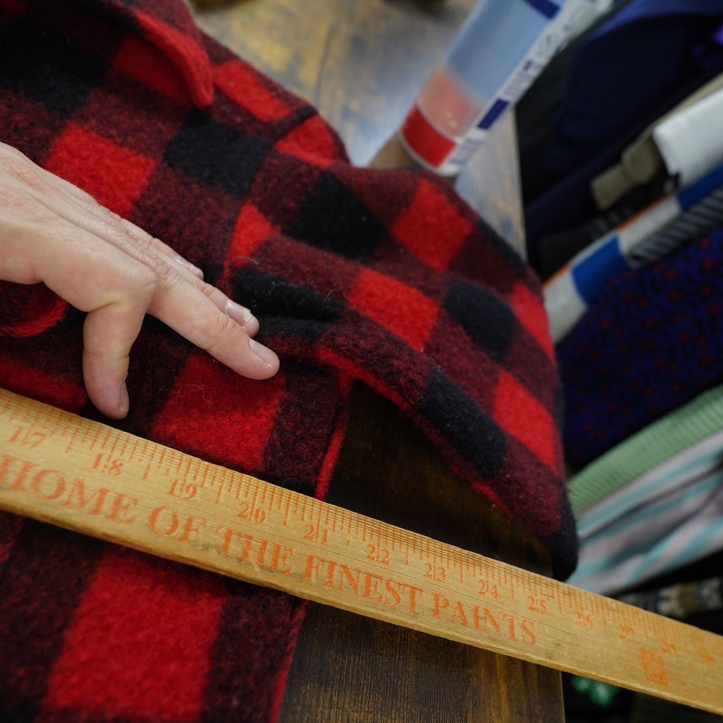 (M) True Vintage Woolrich Buffalo Plaid Wool Button Up Shirt Jacket Size M 50s Red