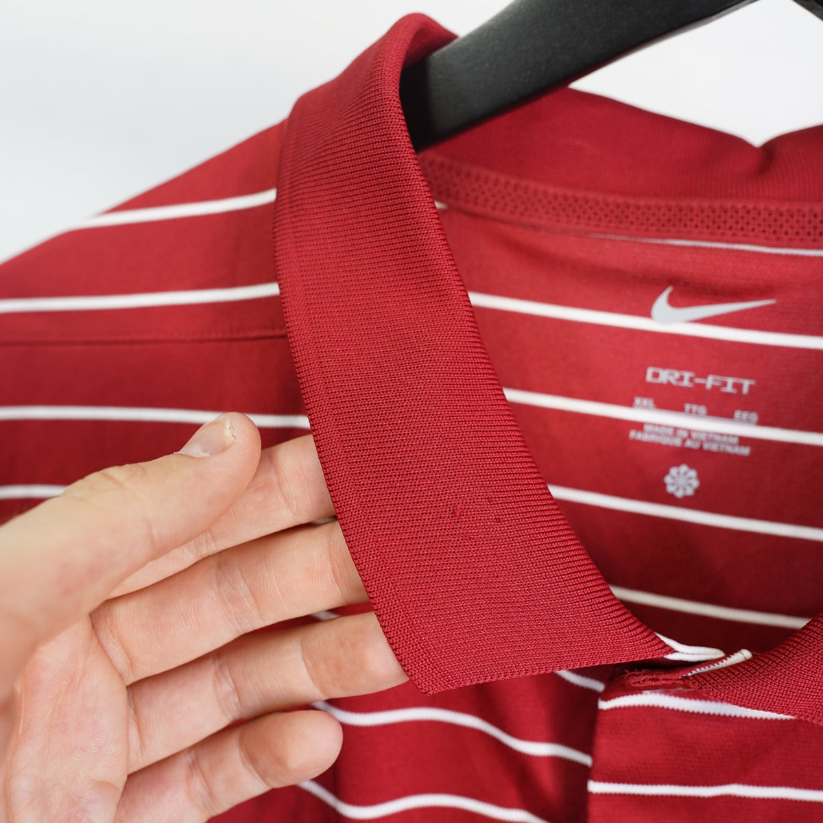 (XXL) Arkansas Razorbacks Nike Dri-Fit Striped Polo Shirt Men's XXL Red White