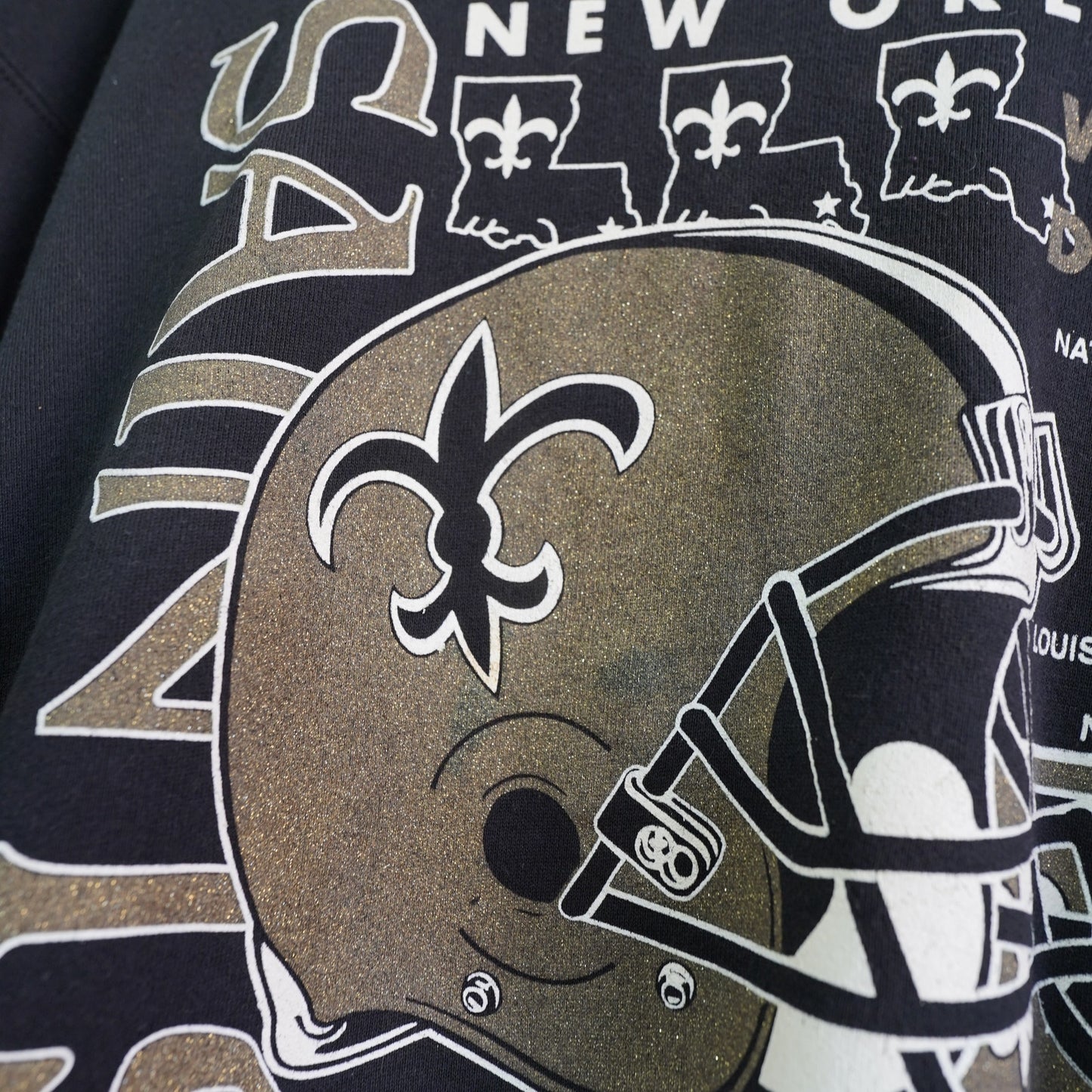 (L) Vintage New Orleans Saints 1980s Crewneck Sweatshirt Black Men's L Big Logo