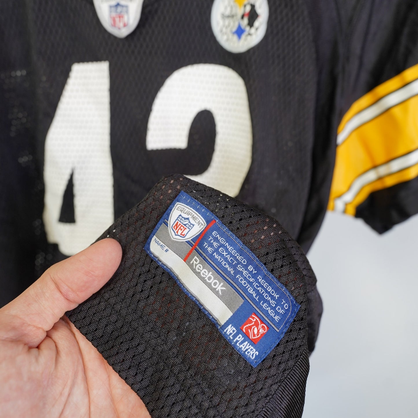 (Women's XL) Vintage Reebok Pittsburgh Steelers Troy Polamalu #43 Jersey Black NFL