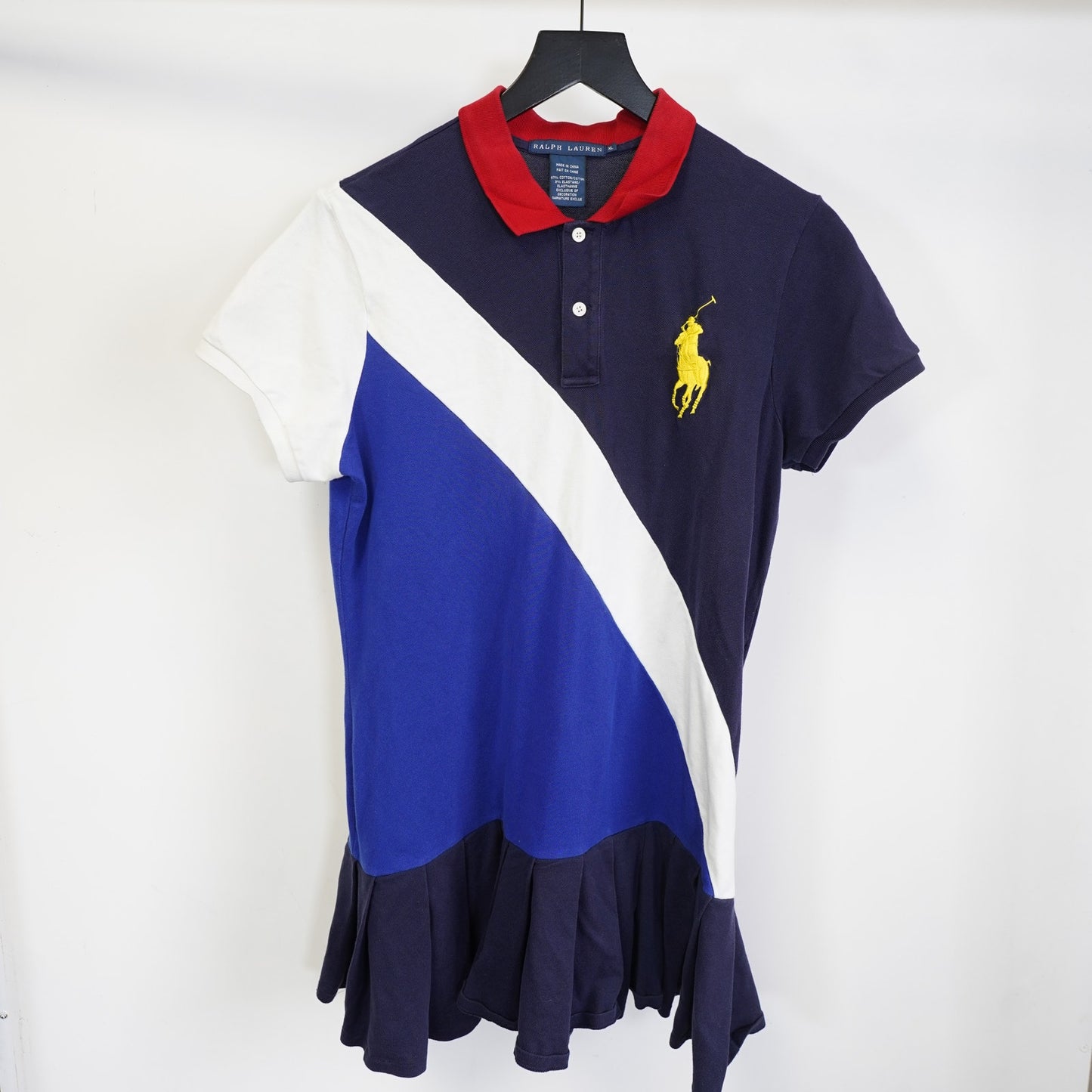 (Girls XL) Vtg Polo Ralph Lauren Big Pony Girls XL Tennis Dress Blue Colorblock Preppy Glam