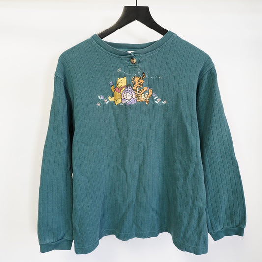 (Women's M) Vintage Winnie the Pooh Tigger Eeyore Sewn 90s Sweatshirt Green Disney