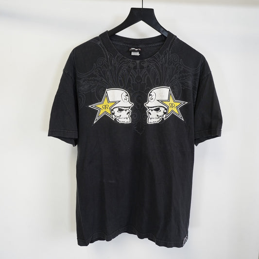 (L) Metal Mulisha x Rockstar Y2K Motocross T-Shirt Men's L Black 2000s Skater Biker
