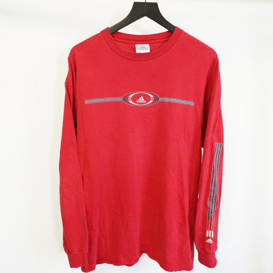 (L) Vintage Y2K Adidas Longsleeve T-Shirt Men's L Red 2000s Retro