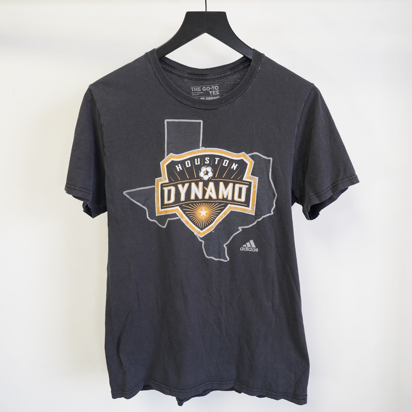 (M) Vintage Adidas Houston Dynamo Texas Soccer Futbol T-Shirt M Black MLS