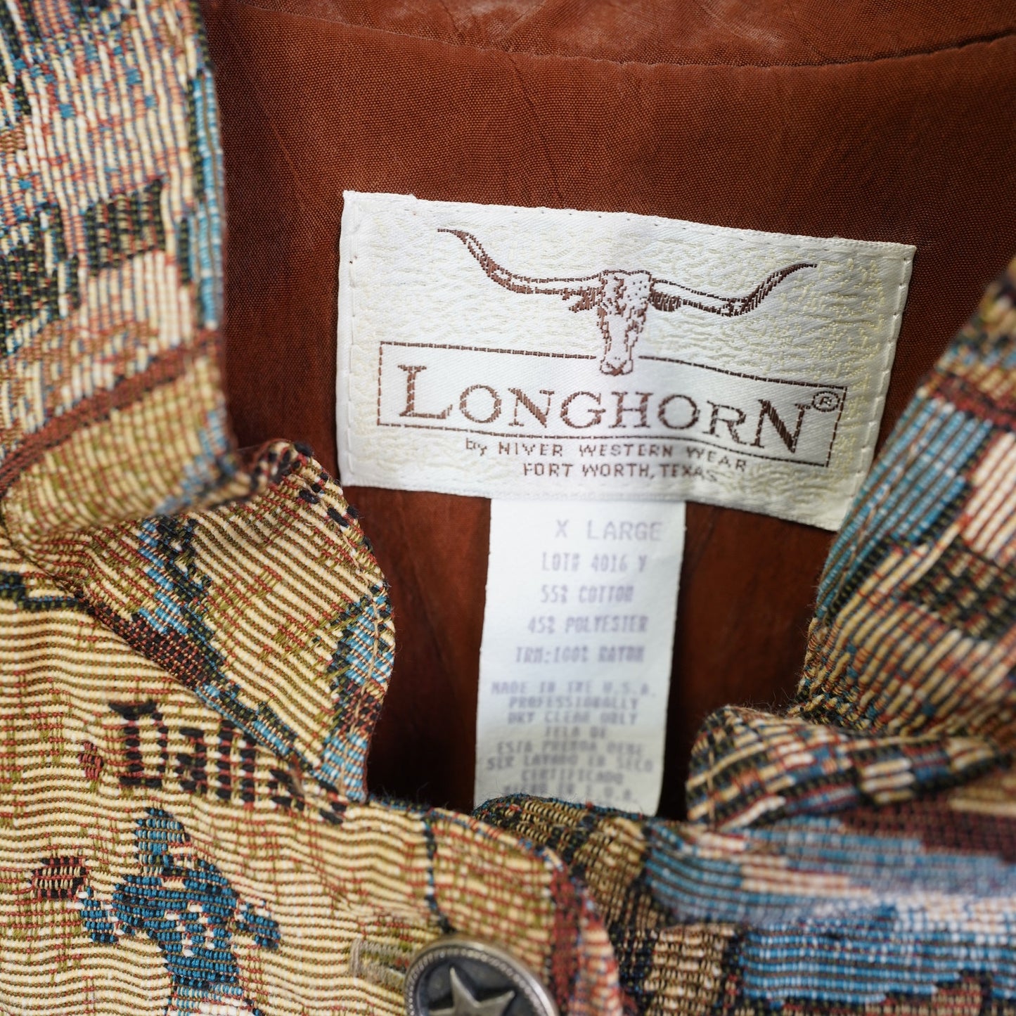 (Women's XL) Vintage Longhorn Tapestry Western Vest Women's XL Rodeo Cowboy 90s Embroidered