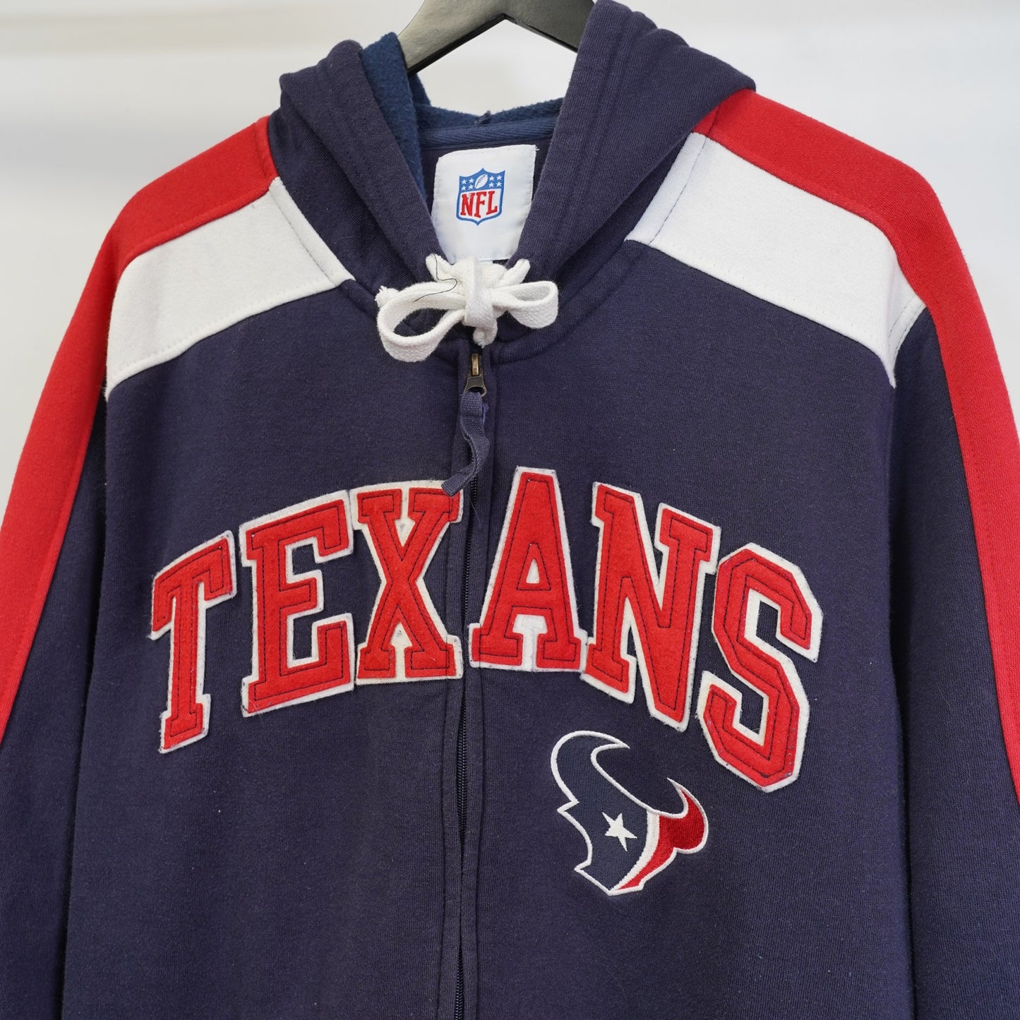 (XL) Houston Texans Embroidered Full Zip Hoodie Men's XL Blue NFL Football Sewn 2000s