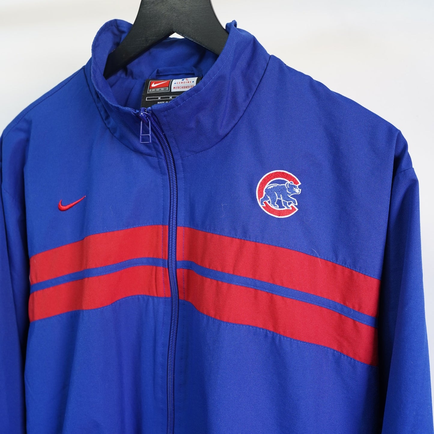 (M) Vintage Chicago Cubs Team Nike Sewn Windbreaker Jacket Men's M Blue Red Mlb