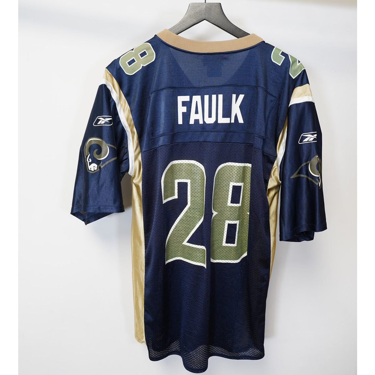 (L) Marshall Faulk Vintage St. Louis Rams Reebok Football Jersey Men's L Blue Gold